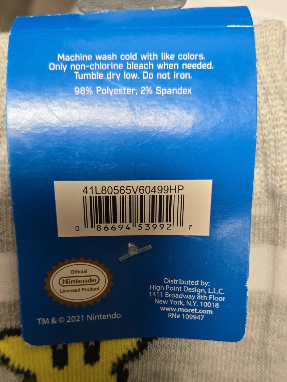 🖤5/$20🖤 Nintendo Super Mario Crew Socks - Light Blue with Rainbow Stripes